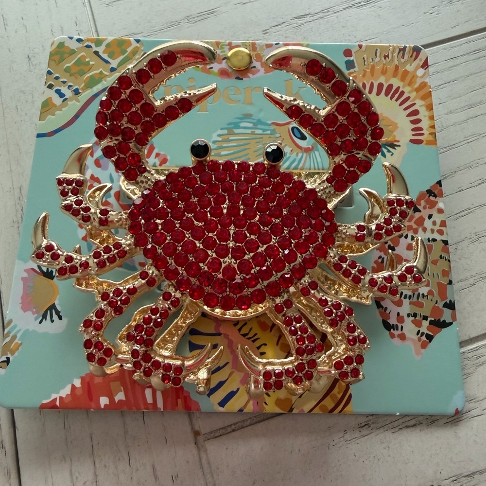 Piper K Crab Double Sided Rhinestone Gold Tone Crab Claw Hair Clip NWT - Picture 3 of 6